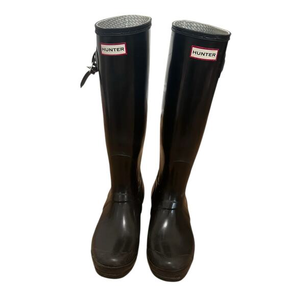 Hunter Black Tall Original Rain Boots Sz 9 - Picture 3 of 6